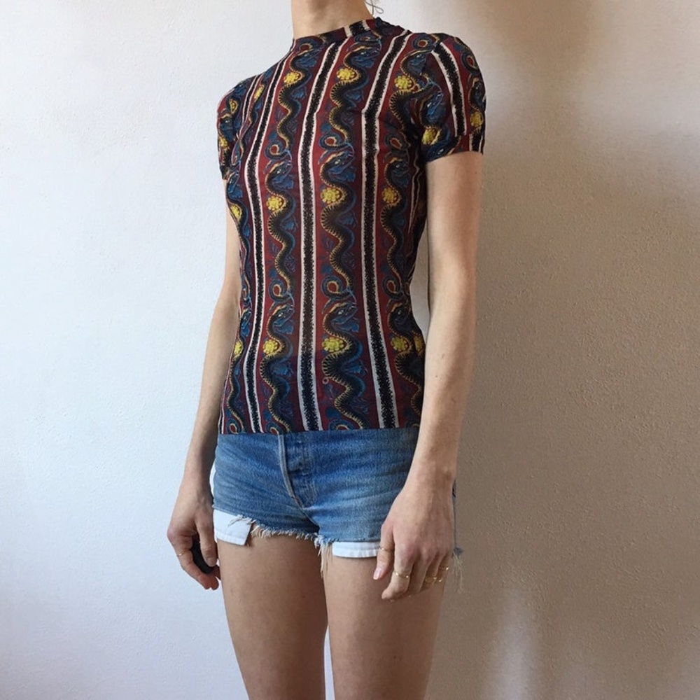 90s Jean Paul Gaultier Snakes Sheer Mesh Club....